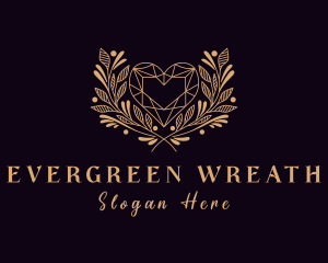 Wreath Heart Crystal logo design