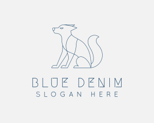 Blue Sitting Dog logo design