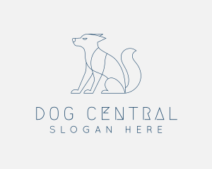 Blue Sitting Dog logo design