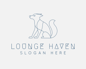 Blue Sitting Dog logo design