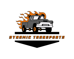 Flame Truck Transportation logo design