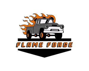 Flame Truck Transportation logo design