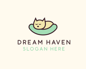 Sleeping Cat Animal logo design