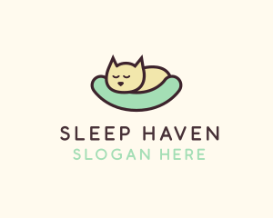 Sleeping Cat Animal logo design