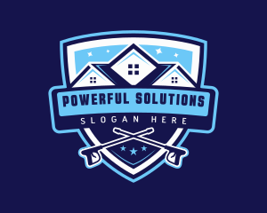 Pressure Wash Cleaning Roof logo design