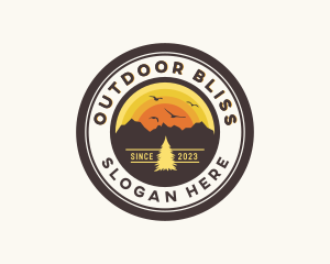 Mountain Outdoor Sunrise logo design