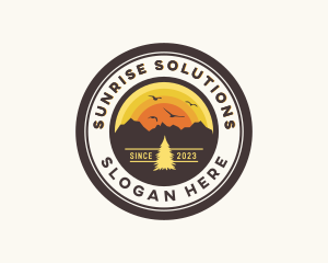 Mountain Outdoor Sunrise logo design