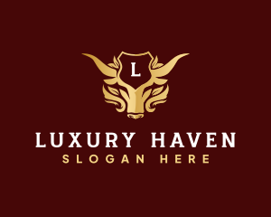 Luxury Bull Crest Shield logo design