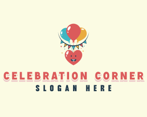 Heart Balloon Celebration logo design