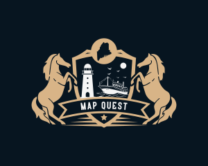 Maine State Map Crest logo design