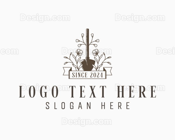 Shovel Flower Gardening Logo