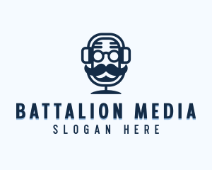 Mustache Podcast Media logo design