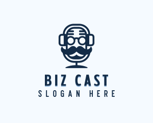 Mustache Podcast Media logo design