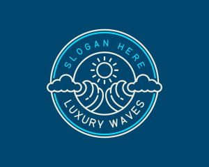 Wave Beach Ocean logo design