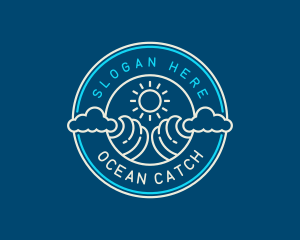 Wave Beach Ocean logo design