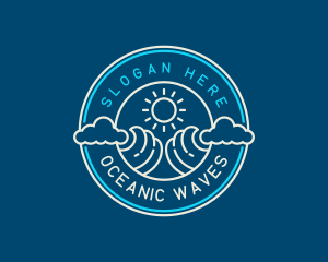 Wave Beach Ocean logo design