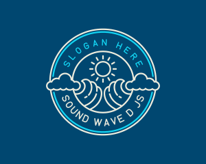 Wave Beach Ocean logo design