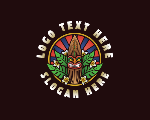 Hawaiian Tiki Surfboard Logo