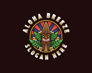 Hawaiian Tiki Surfboard logo design