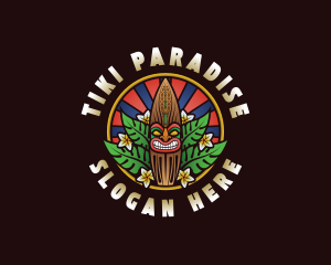 Hawaiian Tiki Surfboard logo design