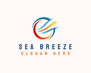 Wind Breeze Ventilation Arrow logo design