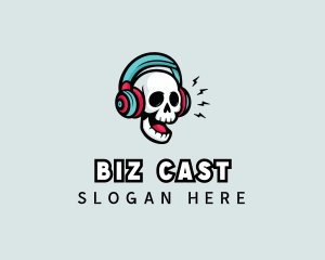 Hipster Podcast Skull logo design