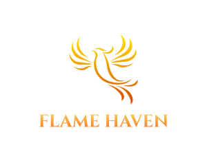 Flying Phoenix Flame logo design