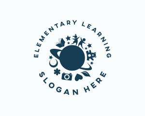 Children Planet Learning Orbit  logo design