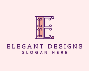 Fancy Typography Letter E logo design
