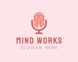 Brain Microphone Podcast logo design