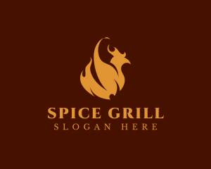 Chicken Barbecue Fire logo design