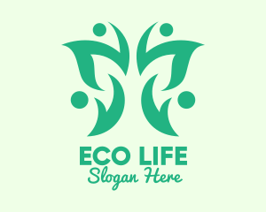 Green Eco Butterfly logo design