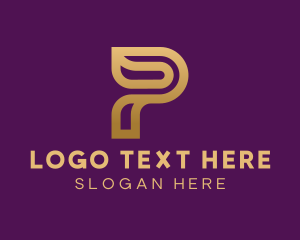 Golden Elegant Letter P logo