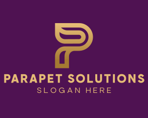 Golden Elegant Letter P logo design