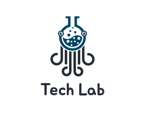 Lab Flask Octopus logo design