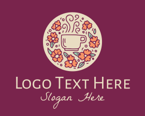 Latte - Floral Coffee Cafe logo design