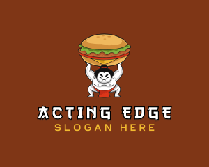 Sumo Wrestler Cheeseburger logo design