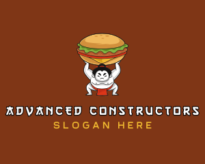 Sumo Wrestler Cheeseburger logo design