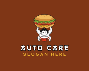 Sumo Wrestler Cheeseburger logo design