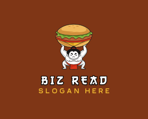 Sumo Wrestler Cheeseburger logo design