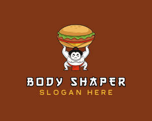 Sumo Wrestler Cheeseburger logo design