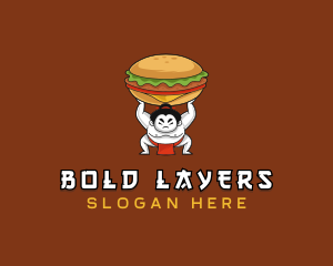 Sumo Wrestler Cheeseburger logo design