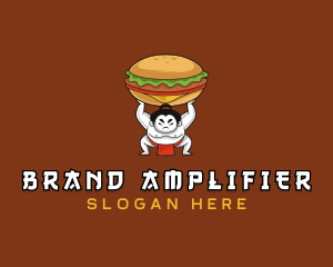 Sumo Wrestler Cheeseburger logo design