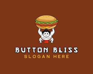 Sumo Wrestler Cheeseburger logo design