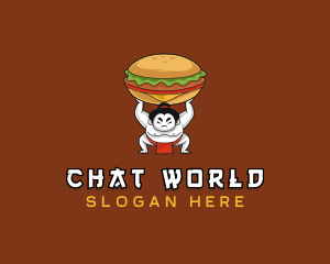 Sumo Wrestler Cheeseburger logo design