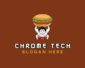 Sumo Wrestler Cheeseburger logo design