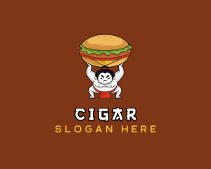 Sumo Wrestler Cheeseburger logo design