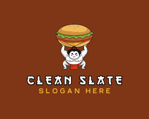 Sumo Wrestler Cheeseburger logo design