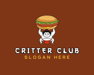 Sumo Wrestler Cheeseburger logo design