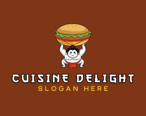 Sumo Wrestler Cheeseburger logo design